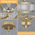 5-Light Gold Crystal Chandelier, 20" Farmhouse Dining Room Light Fixture
