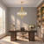 5-Light Gold Crystal Chandelier, 20" Farmhouse Dining Room Light Fixture