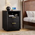 TRUNBACK Nightstand Set of 2 with Charging Station, Bedside Table, Black
