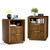 TRUNBACK Nightstand Set of 2 with Charging Station, Bedside Table, Walnut