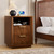 TRUNBACK Nightstand Set of 2 with Charging Station, Bedside Table, Walnut