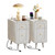 Narrow Side Table Set of 2 Wood Farmhouse Nightstand with Charging Station
