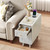 Narrow Side Table Set of 2 Wood Farmhouse Nightstand with Charging Station