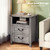 Decofy Farmhouse Nightstand Set of 2 with Charging Station, 2 Drawers, 18" Wide Rustic Bedside Table with Open Shelf, Wood End Table, Night Stand Set of 2 for Bedroom, Grey Oak
