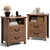 Decofy Farmhouse Nightstand Set of 2 with Charging Station, 2 Drawers, 18" Wide Rustic Bedside Table with Open Shelf, Wood End Table, Night Stand Set of 2 for Bedroom, Walnut