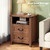 Decofy Farmhouse Nightstand Set of 2 with Charging Station, 2 Drawers, 18" Wide Rustic Bedside Table with Open Shelf, Wood End Table, Night Stand Set of 2 for Bedroom, Walnut