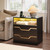 Furnulem Black Night Stand Set of 2, with LED Light and Charging Station