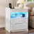Vlsrka LED Nightstand with Charging Station, Card Lock Hidden Drawer, White