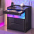 Vlsrka RGB Nightstand with Charging Station, Card Lock Hidden Drawer, Black