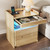 Vlsrka LED Nightstand with Charging Station, Card Lock Hidden Drawer, Wood
