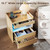 Vlsrka LED Nightstand with Charging Station, Card Lock Hidden Drawer, Wood