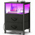 Huuger Night Stand with Charger Station and LED Lights, 2 Drawer Nightstand
