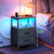 Huuger Night Stand with Charger Station and LED Lights, 2 Drawer Nightstand