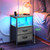 Huuger Night Stand with Charger Station and LED Lights, 2 Drawer Nightstand