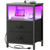 Huuger Night Stand with Charger Station and LED Lights, 2 Drawer Nightstand