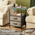 Huuger Night Stand with Charger Station and LED Lights, 2 Drawer Nightstand