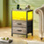 Huuger Night Stand with Charger Station and LED Lights, 2 Drawer Nightstand