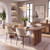 63-Inch Solid Wood Dining Table with Double Slab Legs for Dining Room