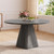 47 Inch Round Dining Table for 4-6, Pedestal Kitchen Dinner Table Grey