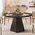 47 Inch Round Dining Table for 4-6, Pedestal Kitchen Dinner Table Black