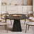 47 Inch Round Dining Table for 4-6, Pedestal Kitchen Dinner Table Black