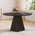 47 Inch Round Dining Table for 4-6, Pedestal Kitchen Dinner Table Black