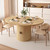 Suitable for 43 to 59 Inch Extendable Dining Table for 4 to 6, Round to Oval Kitchen Table with Fluted Sliding Door & 8 Compartments, Dinner Table, Natural Oak