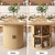Suitable for 43 to 59 Inch Extendable Dining Table for 4 to 6, Round to Oval Kitchen Table with Fluted Sliding Door & 8 Compartments, Dinner Table, Natural Oak