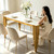 Dining Table 1 Count Gold, 49 Inch Rectangular White Marble Look Gold Legs