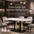 KEIKI 51.2" Glass Dining Table with White Marble Look Top, Gold Black Base