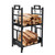 PODSJD 2-Tier Firewood Rack with Animal Pattern, Tool Hooks, 29.92" Black