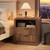 Decofy Fluted Nightstand Set of 2 with Charging Station, 2 Drawers, Walnut
