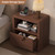 OneBlis 23" Wide Fluted Nightstands Set of 2 with Charging Station, Wood Bedside Tables with Drawer and Open Compartment, Mid Century End Tables for Bedroom, Home Office