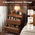 Nightstand Set of 2, 19.7” Night Stand with 2 Large Storage Drawers, Walnut