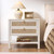 SICOTAS White Rattan Nightstand Set of 2, Wide Bedside Table with 2 Drawers