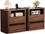 Walnut Nightstands Set of 2 with Charging Station, Modern Fluted Nightstand