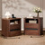 Walnut Nightstands Set of 2 with Charging Station, Modern Fluted Nightstand