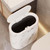 Marble Wood Pattern Trash Can with Lid – Small Narrow Wastebasket for Kitchen, Living Room, Office & Desktop – Stylish Garbage Bin for Home Use