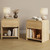 TROJM Modern Curved Nightstands Set of 2 with Open Shelf,Natural Oak