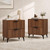 GRAINLLE Wood Nightstand Set of 2, Fluted Bedside Tables with 2 Drawers