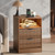 Wodeer Nightstand Set of 2, LED Nightstand with Charging Station, Fluted Wood Nightstands with 2 Drawers, Modern Bedside Table & End Tables, Farmhouse Night Stands for Bedroom, Walnut