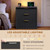 TEENFON Fluted Nightstands Set of 2, Night Stand with Charging Station and LED Light, Nightstand with 3 Storage Drawers, Bedside Table for Small Space, Bedroom, Black
