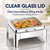 Buffet Chafing Dish, Stainless Steel Food Warmer, Glass Lid, 9L Pan