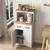 49" Beadboard Microwave Stand with Drawer, Kitchen Pantry Cabinet, White
