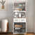 MATONELL Kitchen Pantry Cabinet, Wooden Microwave Storage Hutch with Glass Doors, 2 Drawers & Adjustable Shelves, White Kitchen Cabinet for Kitchen Dining Room