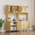 LALFPET 71" Tall Rattan Pantry Cabinet with Microwave Stand, 3 Drawers & 6 Hooks – Boho Freestanding Kitchen Hutch for Dining Room, Living Room – Natural Wood Color
