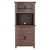 Homhougo 72" Tall Farmhouse Pantry Cabinet with Glass Doors, Drawers & Adjustable Shelves – Modern Kitchen Hutch with Microwave Stand for Dining Room, Brown