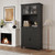 SunnyFurn 72" Tall Kitchen Pantry Storage Cabinet, Kitchen Hutch with Microwave Stand, Drawer, 2 Glass Doors & 2 Wooden Doors, for Living Room, Dining Room, Black