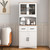 Kiwaou White Kitchen Pantry Cabinet with Glass Doors and Drawer
