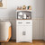 Kiwaou White Kitchen Pantry Cabinet with Microwave Stand and Drawer